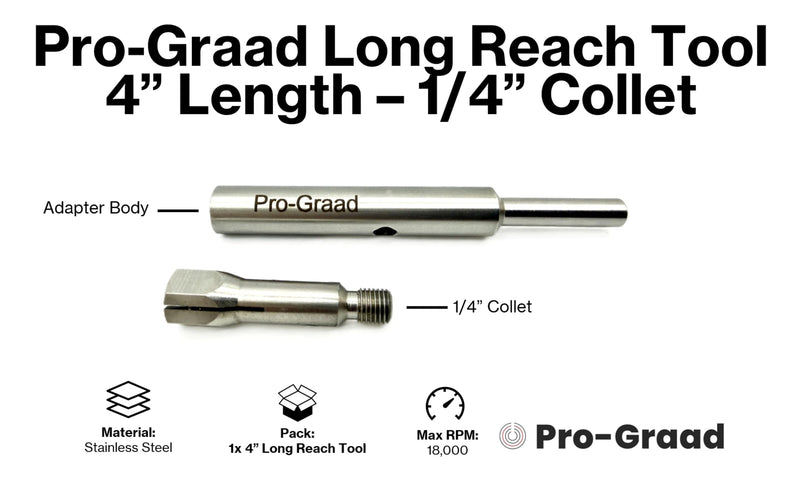 4" Long Reach Heavy Duty 1/4" Collet Extension Tool – Carbide Burr & Bit Holder for Die Grinder – Extended Reach for Engine Porting, Precision Grinding, Auto & Industrial Use 4" Length 1/4" Collet