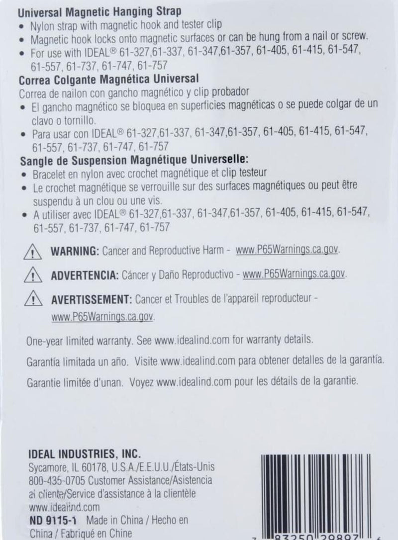 Ideal Electrical Universal Magnetic Hanging Strap - Compatible with Many of IDEAL's Testers Including Multimeters and Clamp Meters (UMHS-757)