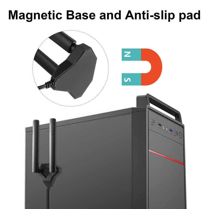 Tri-Band WiFi 6E Antenna - 2.4GHz, 5GHz & 6GHz - Magnetic Base Antenna for Routers, PC Desktop Computer & Gaming Motherboards, Eifagur