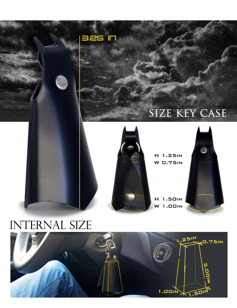 CAILLU KeyChain Leather Bat Shape for men gifts and women Car key fob case,Leather fashion pop keys ring cover holder Black
