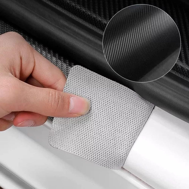 Set of 4 American Flag Carbon Fiber Car Door Sill Protectors - Decorative Entry Guard Scratch Pad Film for Auto, Truck, SUV Front/Rear Doors (Black White American Flag) Black White American Flag