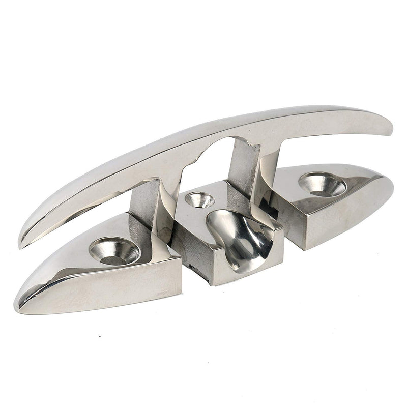 Amarine Made Pair of 6" Stainless Folding Cleat, Flip-up Dock Cleat Retractable Cleats-Enhance Safety and Appearance of Any Boat