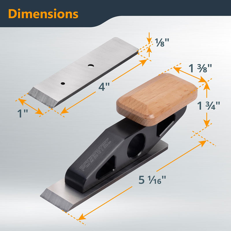 POWERTEC Chisel Plane with Flat Blade – Compact Edge Trimming Tool for Woodworking, Plug Trimming, Joinery Cleanup – Includes Wrench (72162) Chisel Plane w/Flat Blade