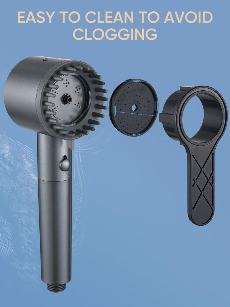 Cobbe Filtered Shower Head with Handheld, 4+1 Spray Mode Showerhead with Filters, Built-in Power Wash for Hard Water - Remove Chlorine - Reduces Dry Itchy Skin, Matte Gray