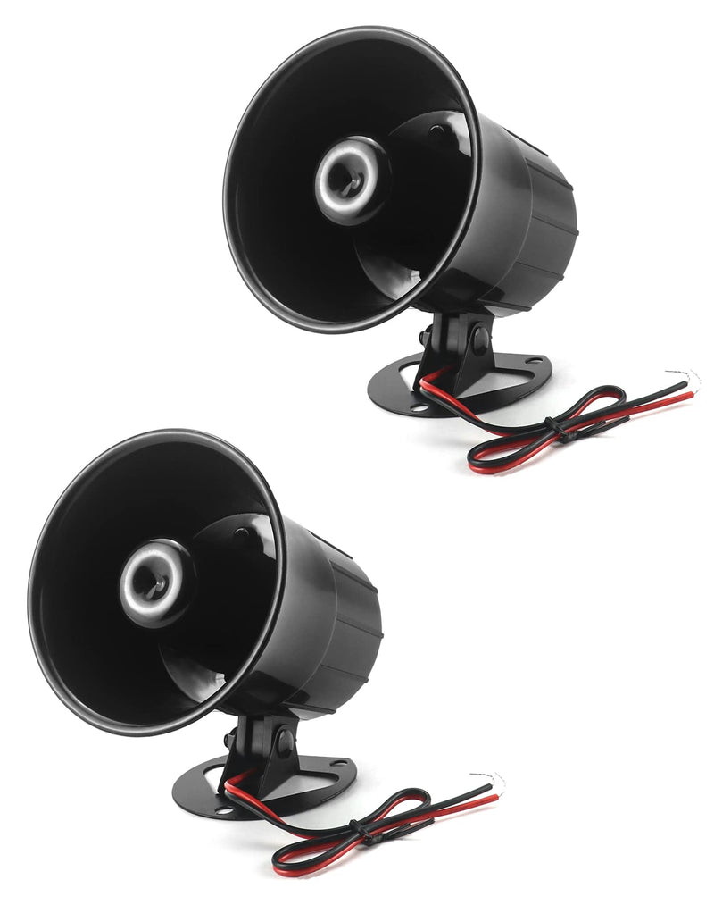 QWORK Electric Siren Horn, 2 Pack DC 12V Security Loud Wired Alarm Siren for Home Alarm System Security and Protection, 110 dB