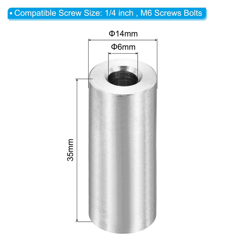 PATIKIL M6 Stainless Steel Spacers, 12Pcs Metal Spacer 6mm ID x 14mm OD x 35mm L Screw Standoff for 1/4" or M6 Screw