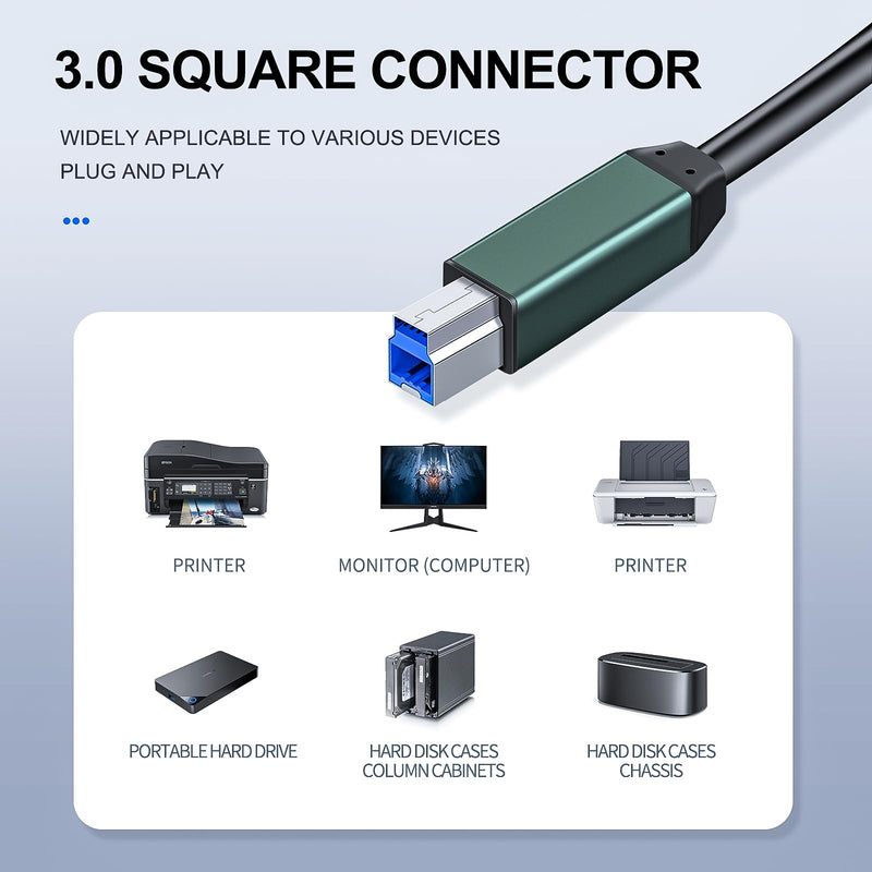 Kumiho USB 3.0 Printer Cable A Male to B Male （50Ft/15M） Compatible with Scanner, Printers, Desktop External Hard Drivers and More 50 ft