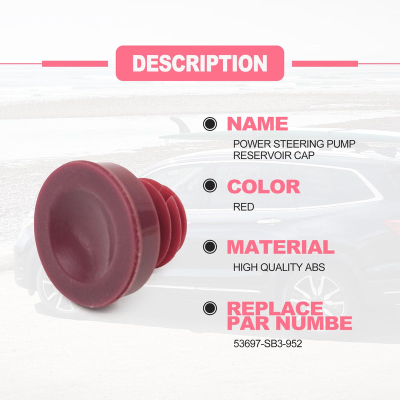 2Pcs Hydraulic Power Steering Cap, Compatible with Honda Acura, Replacement 53697-SB3-952 Power Steering Pump Reservoir Cap Plug Cover, Red