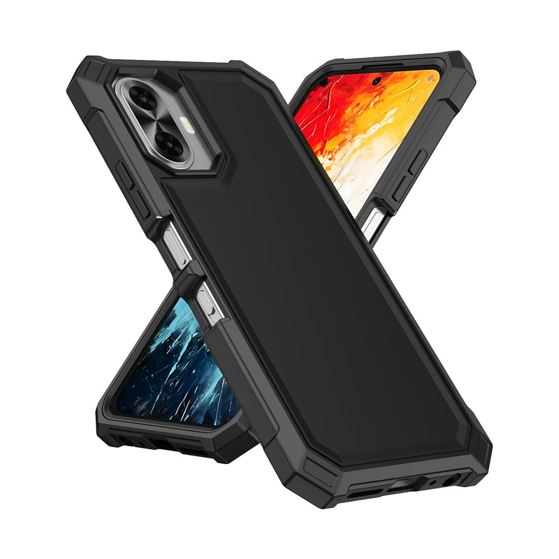 for TCL K70 5G / TCL K70 XE Phone Case with Screen Protector Black | Full Body Protection Front PC Back Soft Silicone Bumper,Heavy Duty Protection Shockproof Corner