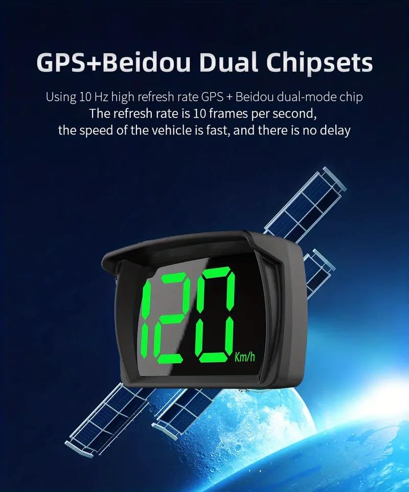 Heads Up Display for Cars HUD GPS Speedometer MPH with QC3.0 Fast Charger & Stable Silicone Pads, 2M USB Cable, Digital Speedometer for Cars Trucks, Boats SUV, Motorcycle Plug & Play