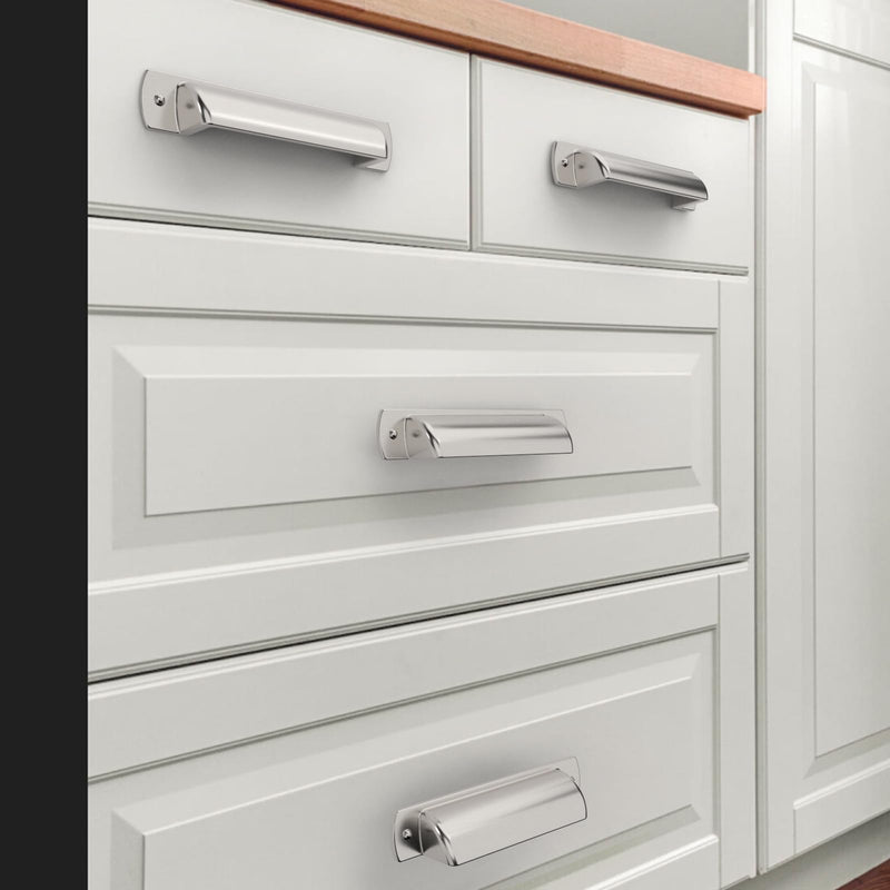 9BUILD 10 Pack Brushed Satin Nickel Cabinet Cup Pulls 3 Inch Cabinet Handles Kitchen Cabinet Hardware Cup Pulls for Cabinets Nickel Drawer Pulls Zinc Alloy Drawer Handle 3"/76MM Hole Center