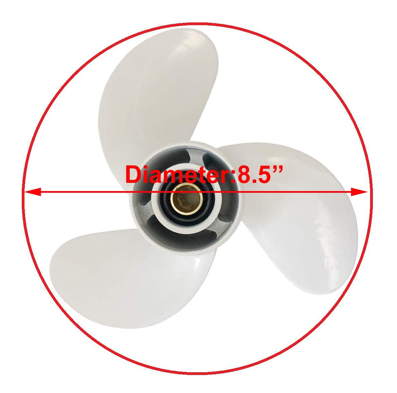 Boat Propeller 8 1/2x8 1/2 -N for Yamaha 6hp 8hp 9.9hp F6 F8 F9.9/ Outboard Propeller for Yamaha 2/4-stroke Engine 6G1-45941-00-EL 8.5x8.5