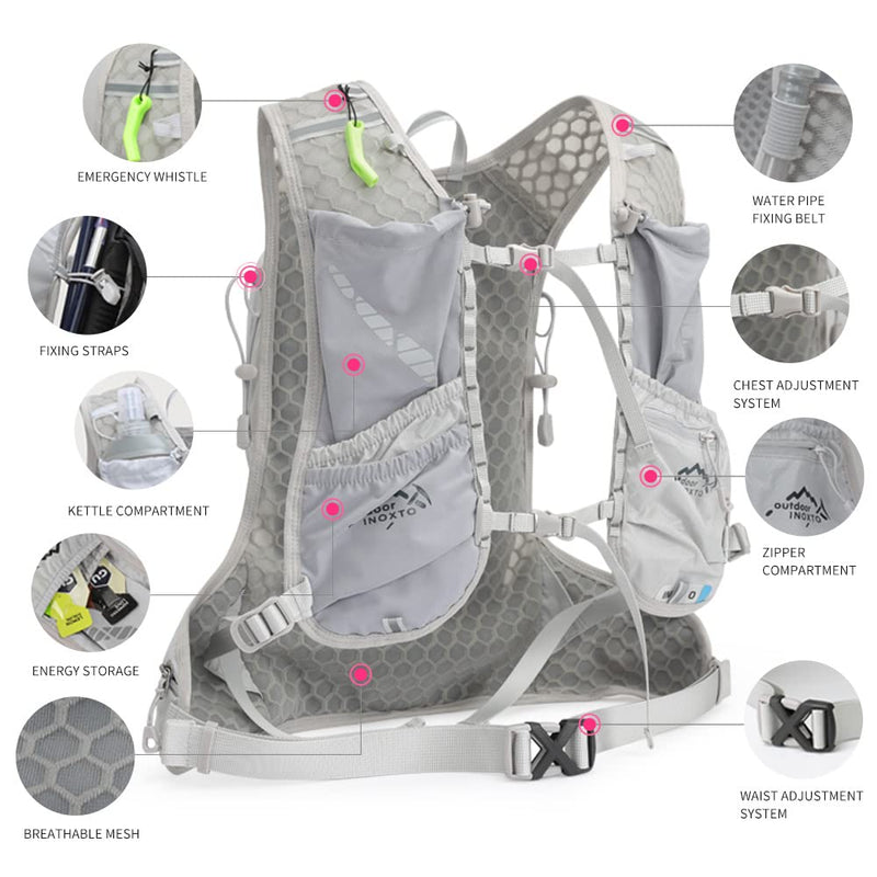 Running Hydration Vest for Men Women Water Backpack for Running 3L Running Hydration Pack for Trail Running Marathon Race Hiking grey