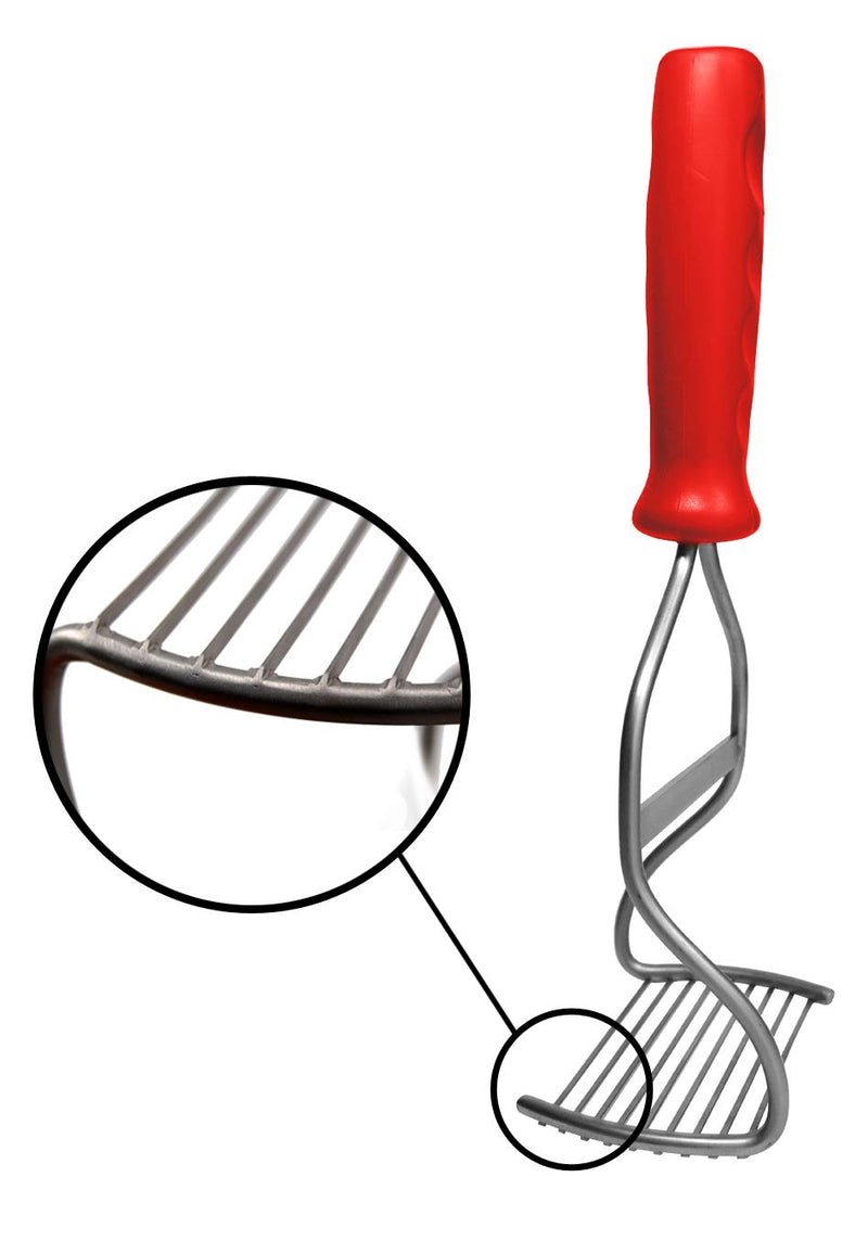 Diamond Series Masher - World's Best Handheld Masher and Blender - Stainless Steel Blades with Ergonomic Rubber Handle - Red