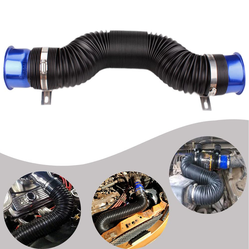 3" Turbine Intake Pipe, Cold Air Intake Pipe 76MM Adjustable Flexible Hose Tube Car Cold Air Turbo Intake Inlet Pipe Universal Cold Air Intake Filter, Blue