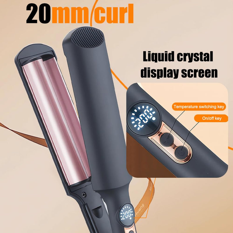 Hair Waver Crimper, 20mm French Wave Curling Iron for Women, Mermaid Waver Hair Curler with 5 Adjustable Temperatures, Iron Wand Hair Wavers for Short, Medium, Long Hair