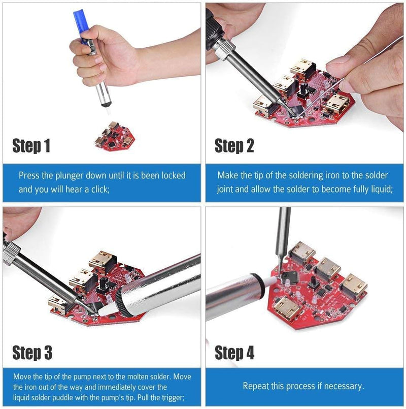 110W Electronics Soldering Iron Kit - LCD Digital Soldering Iron Adjustable Temperature, Wire & Cutter, Stand, Soldering Iron Tip Set, Desoldering Pump, Solder, Tweezers, Soldering Flux Paste Blue