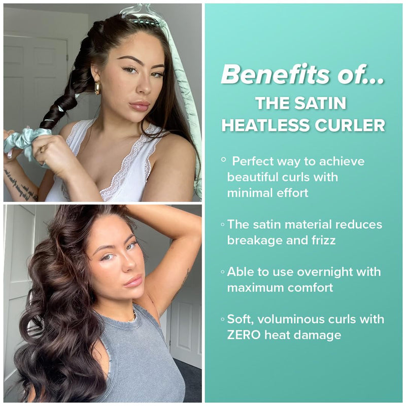 Give Me Cosmetics Heatless Curlers, Satin Hair Curler, No Heat Curls, Includes Scrunchies, Headband for Short & Long Hair, Claw Clip, Padded Blow Out Rod, Gifts for Teenagers Women (Pack of 2) 1 unité (Lot de 4) (Pack of 2)
