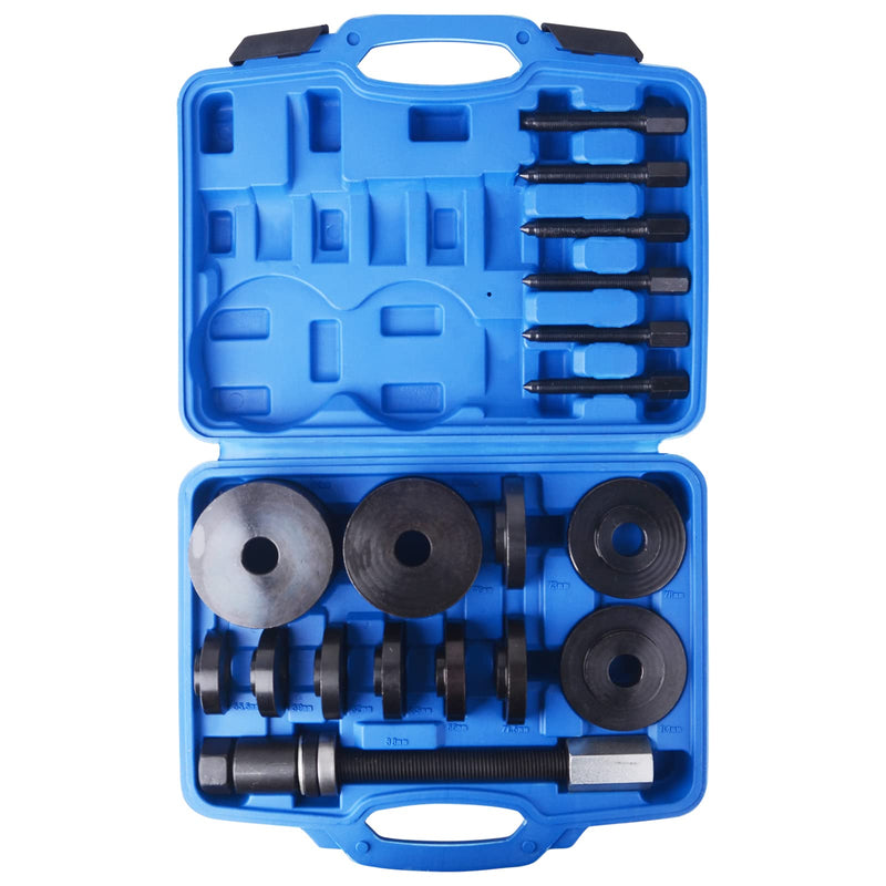 19pcs Front Wheel Drive Bearing Removal Installation Service Tool Kit FWD Bearing Install Master Set Wheel Bearing Removal Kit Blue