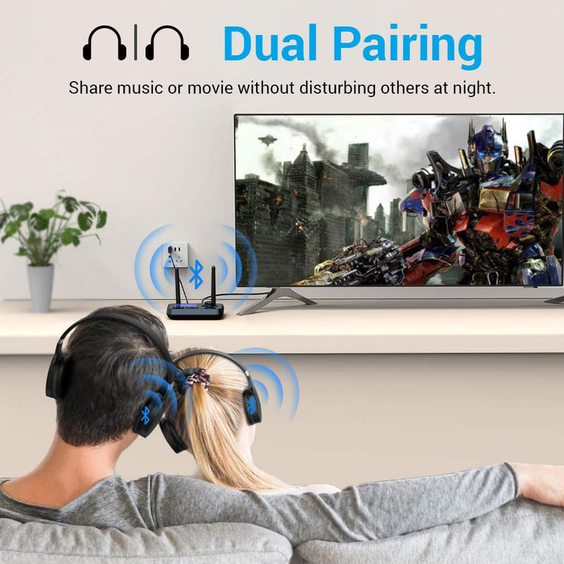 3-in-1 Low Latency Bluetooth 5.3 Transmitter for TV Audio Receiver Adapter for Stereo Long Range W.Screen Volume Control Aux/RCA/Optical Input/Output Surpport Up to 2 BT Headphones BLACK
