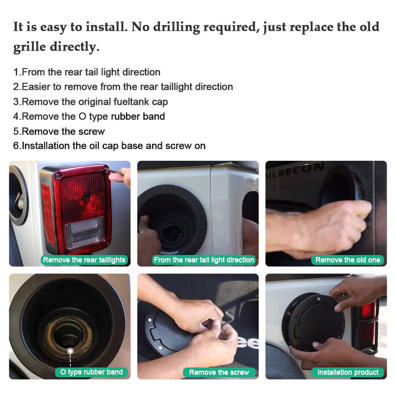 Fuel Filler Door Locking Gas Tank Cap Cover Compatible with 2007-2018 Jeep Wrangler JK JKU Sport Rubicon Sahara Unlimited With key