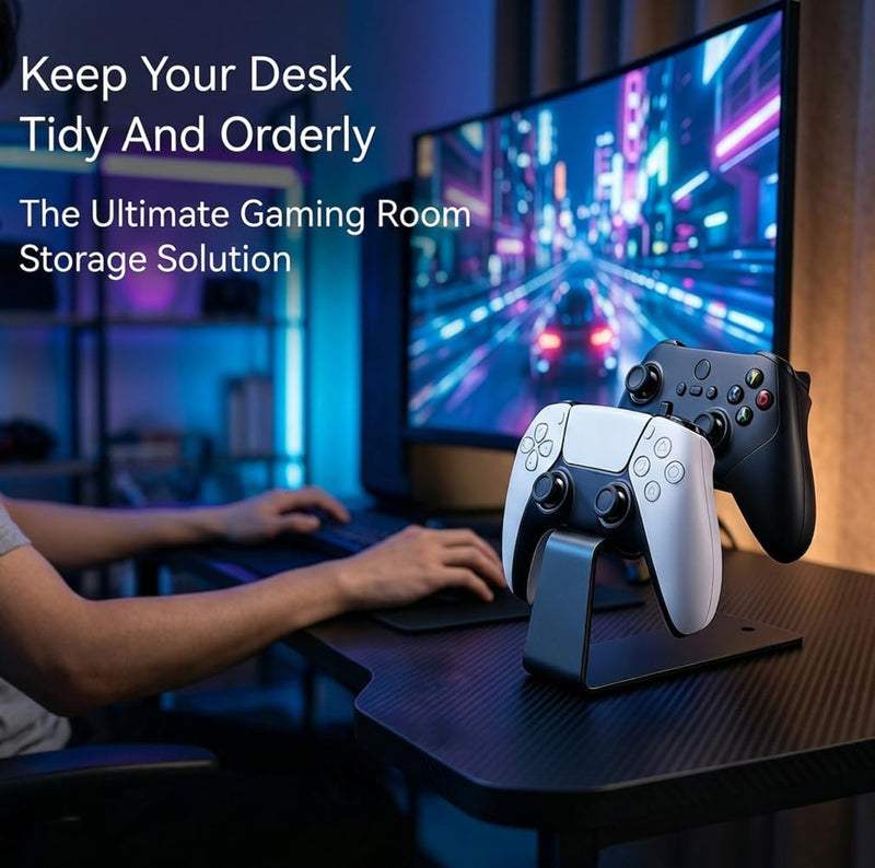 Desktop Controller Holder Controller Organizer Gaming Accessories 2 Tier Universal Metal Controller Stand for Xbox Series X S, Elite 2, PS5, PS4, Switch Pro and Almost All Controller