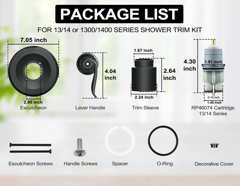 14096 Matte Black Pressure-Balancing Trim Kit Compatiable with Delta Shower Valve R10000 Series, Replacement for Windemere 14 Series Single-Function Valve Trim Kit (RP46074 Cartridge Included） Classical BT14096 Matte Blackl+1 style cartridge