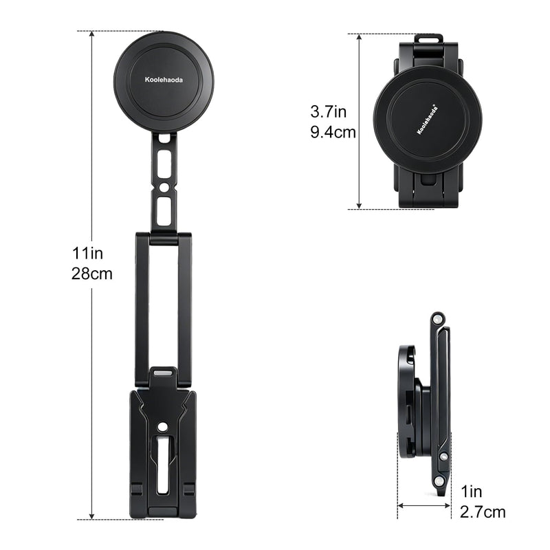 Koolehaoda Magnetic Phone Tripod for MagSafe Foldable Pocket Camera Stand | Aluminum Mini Tripod with Detachable N52 Magnetic Disc Featuring Cold Shoe and Action Camera Mount for Travel Vlog