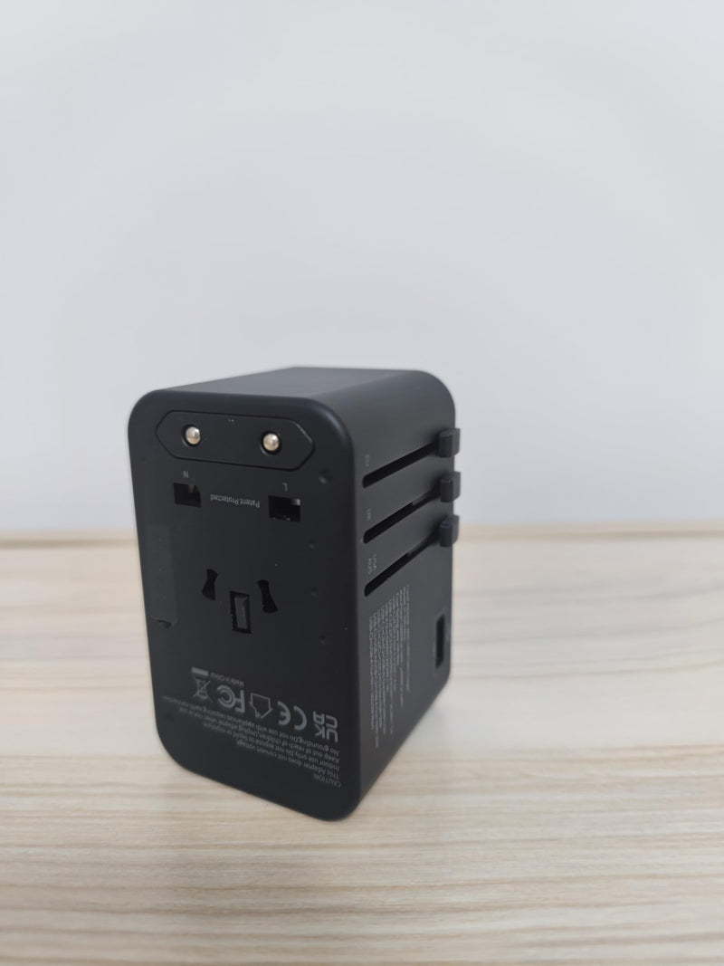 Universal Travel Adapter, VINTAR 100W GaN International Power Adapter with 3 USB C PD and 1 USB A QC, All in One Plug Adapter, Travel Adapter Worldwide for EU/UK/USA/AUS(Type C/G/A/I) 100W-Black