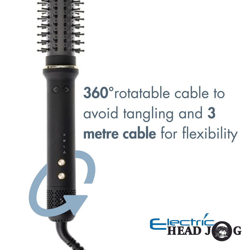 Electric Head Jog Futaria Hot Brush with Ceramic Coated Barrel. Rotating Hair Curler Brush for Smooth Curls & Bouncy Blow-Drys. Volumising Air Styler with 3 Temperature Settings & 360 Degree Cable.