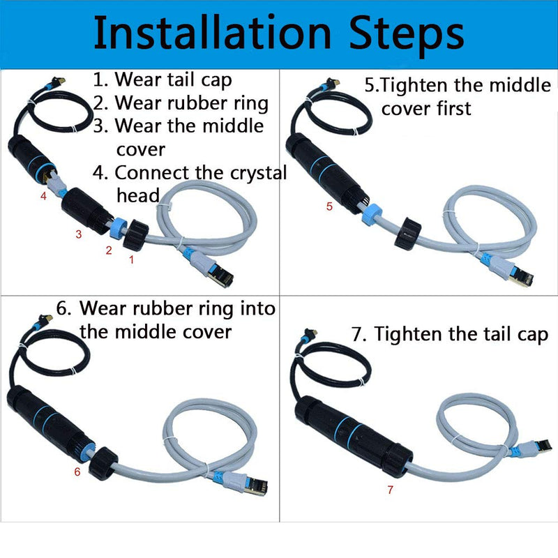 10PCS M23 Shielded RJ45 Waterproof Cat5/5e/6 8P8C Connector IP67 Ethernet LAN Cable Connector Double Head Outdoor LAN Coupler Adapter Female to Female 10