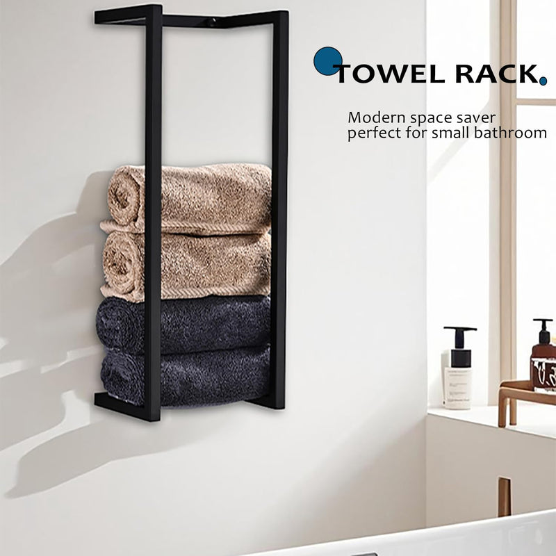 Towel Racks for Bathroom Rolled Towels | Small Vertical Towel Storage Rack for Bathroom,Premium Aluminum Matte Black Bath Towel Holder Wall Mounted, Easy to Install 20 Inch