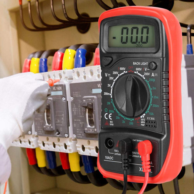 XL830L Handheld LCD Digital Multimeter Voltmeter Ammeter Ohmmeter Current Voltage Tester(XL830L Red) XL830L Red