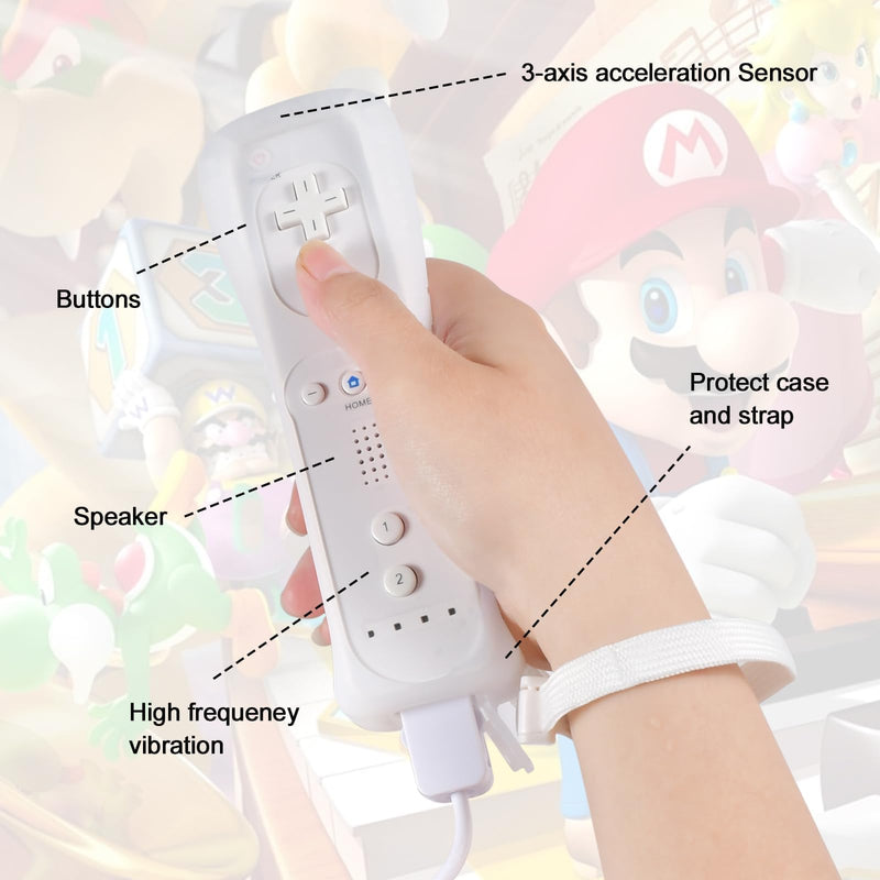 JKSvrenthy Wii Nunchuck Wii Controller, Wii Remote And Nunchuck Controllers With Silicon Case And Strap For Wii And Wii U Combination Lock (D) (WHITE)