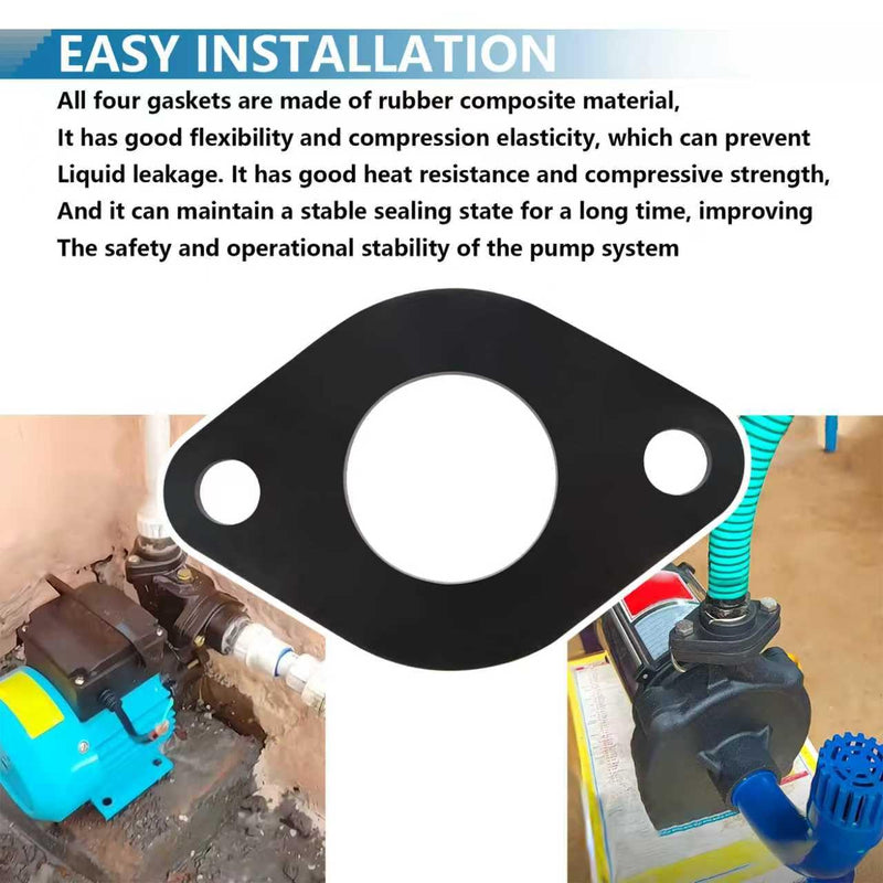Circulator Pump Flange Rubber Gasket, for Valve Pipeline and Flange Installation, Fits 007 Inline Circulator Pump (4 Pack)