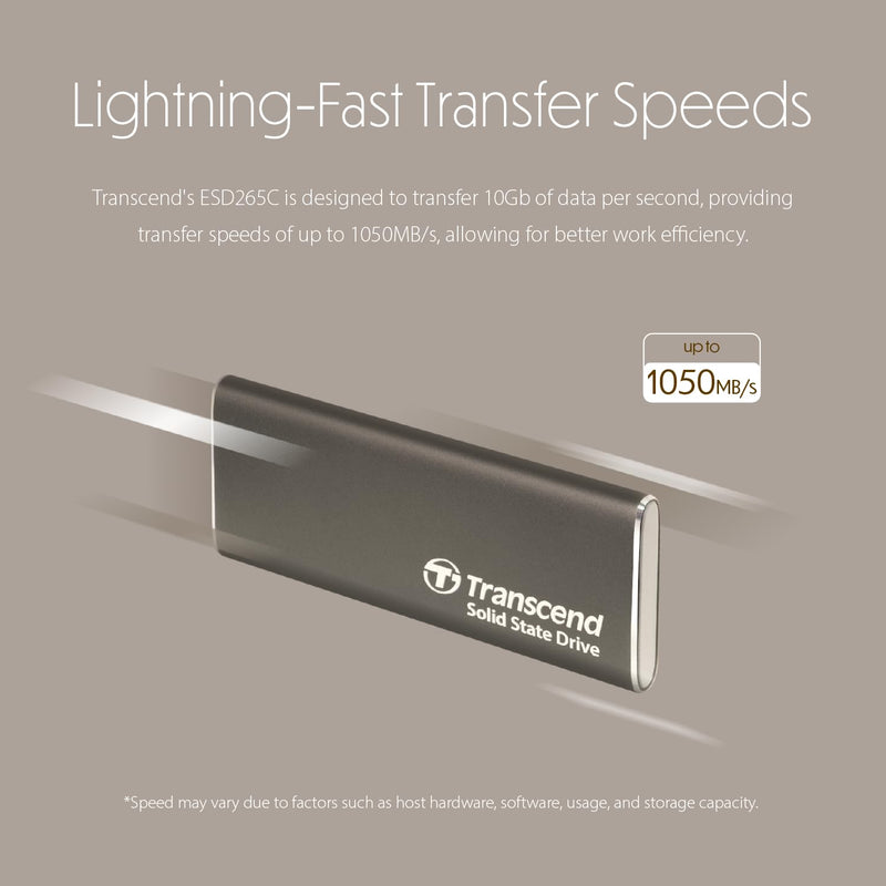 Transcend Portable SSD 500GB External Solid State Drives, up to 1050MB/s USB C SSD External Hard Drive USB 3.2 Gen 2 for iPhone, iPad, Windows, Mac, Android, Tablets, PS5, PS4, Xbox and Smart TV Iron gray (1050MB/s)