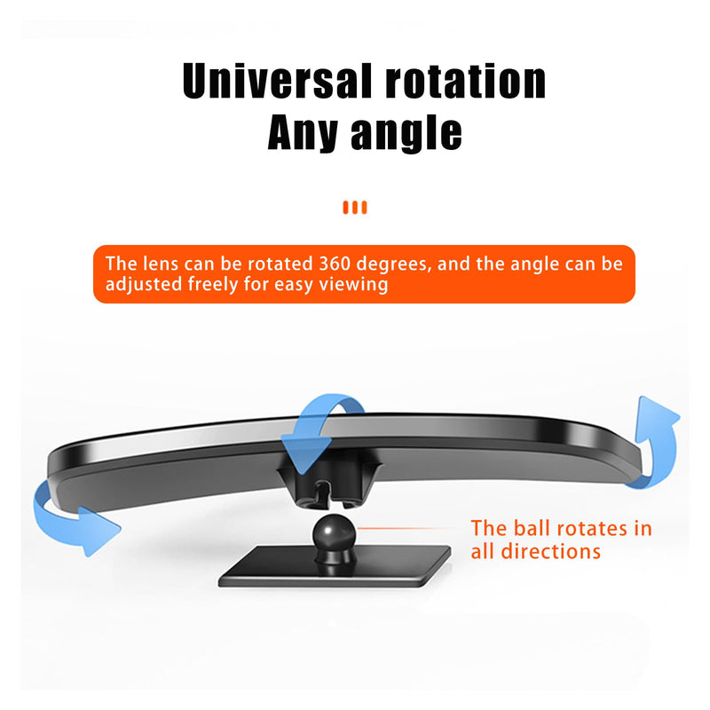 Pack-2 HD Convex Wide Angle Looking Glass, 3.74" x 1.41" Rectangular Curved Blind Spot Mirror, General Motors Parking Aid Tool, Universal for Most Cars (Black)