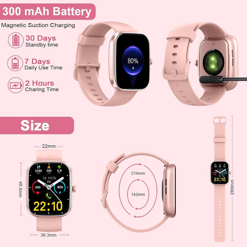 Smart Watch for Men Women (Answer/Make Call), 2025 New 1.91" HD SmartWatch, Fitness Watch with 120+ Sport Modes, IP68 Waterproof, Heart Rate/Sleep Monitor, Pedometer, Activity Tracker for Android iOS pink