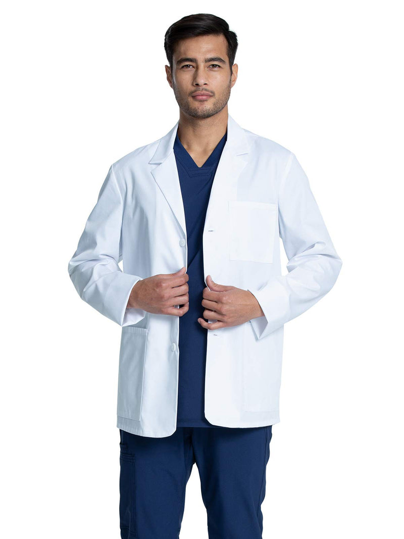 Cherokee Mens Lab Coat 30" Men's Consultation Coat Durable, Mechanical Stretch - CK401 Standard Size 30" Large White