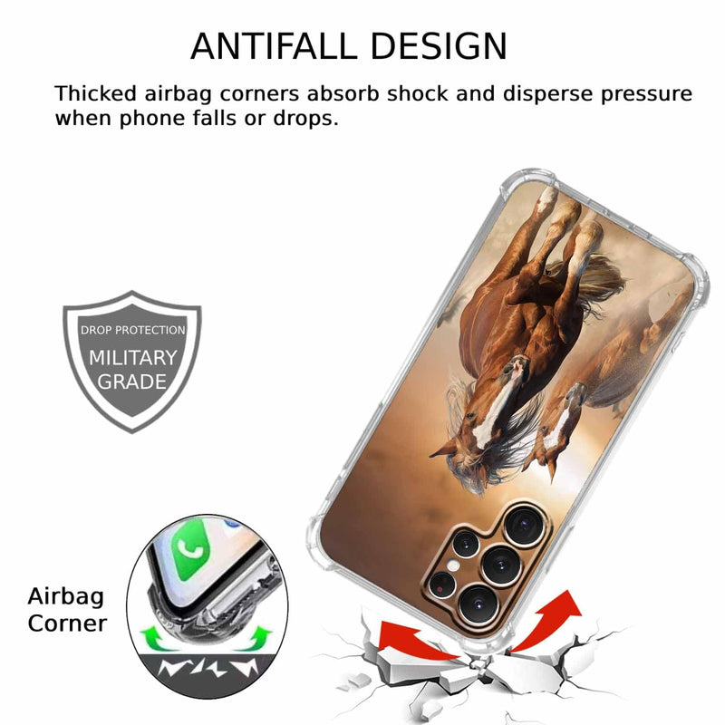Case for Samsung Galaxy S26 Ultra with Horse Design,Brown Running Animals Pattern,Clear Slim Soft TPU Bumper Phone Cover,6.9”(Horse,Sx26u)