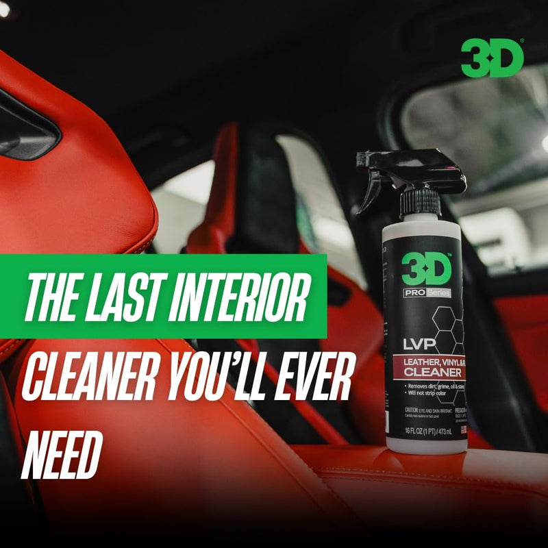 3D LVP Interior Cleaner - Removes Dirt, Grime, Grease, Oil & Stains from Leather, Vinyl & Plastic - Great for Seats, Steering Wheels, Door Panels, Dashboards - Car, Office, Home Use 16oz. 15.89 Fl Oz (Pack of 1)