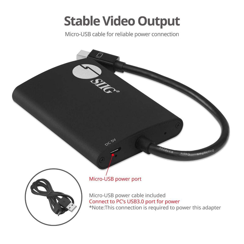 SIIG 2-Port Mini DisplayPort 1.2 to 2 HDMI MST Hub Video Splitter, DisplayPort Daisy Chain Monitor, Not for MacOS, TAA Compliant (CE-DP0L11-S1) 2x HDMI