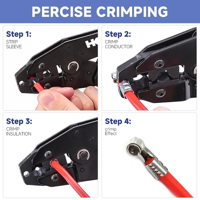 Spark Plug Wire Crimping Tool Kit for Ignition Cables, Ratcheting Crimper, 24 Spark Plug Terminals (180° 90° Straight), 24 Boots, Fits up to 8.5mm Wires For Spark Plug Ignition Wire with Box