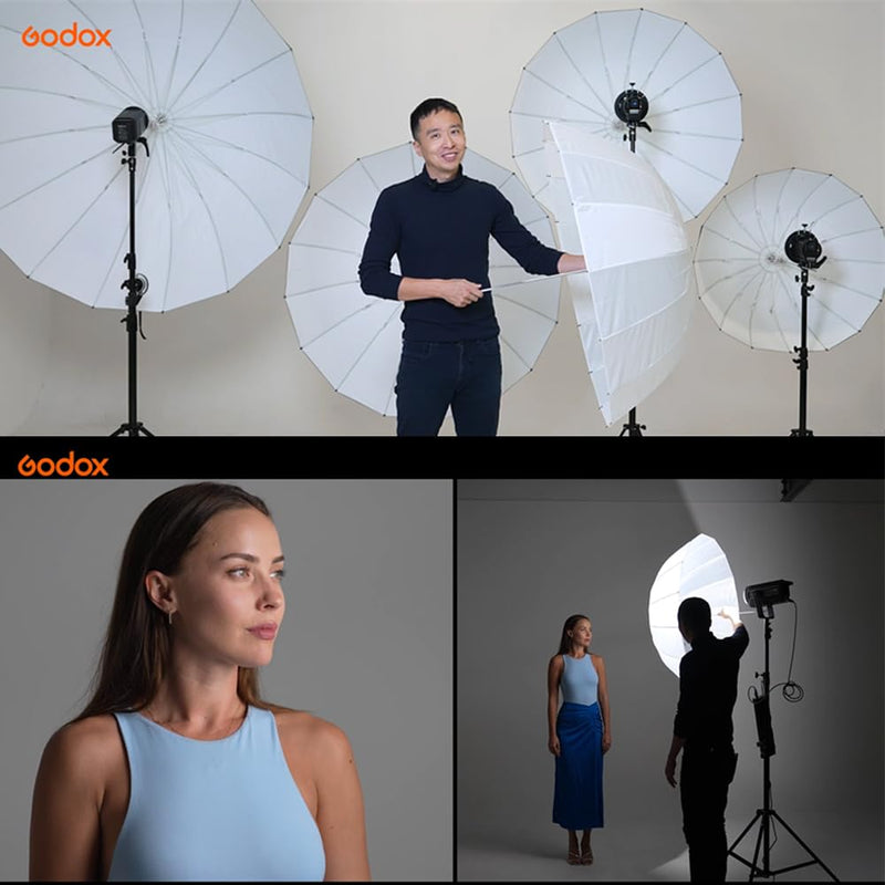 Godox UB-105D 41.3" 105cm Parabolic Deep White Studio Soft Light Translucent Shoot Through Umbrella for Photography Video Studio Shooting Speedlite Flash 41.3" 41.3"