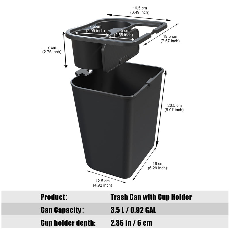 Mabett Trash Can for Ford Maverick 2025 2024 2023 2022, Multi-Function Maverick Accessories, Trash Bin with Cup Holder, Extra Rear Storage Box