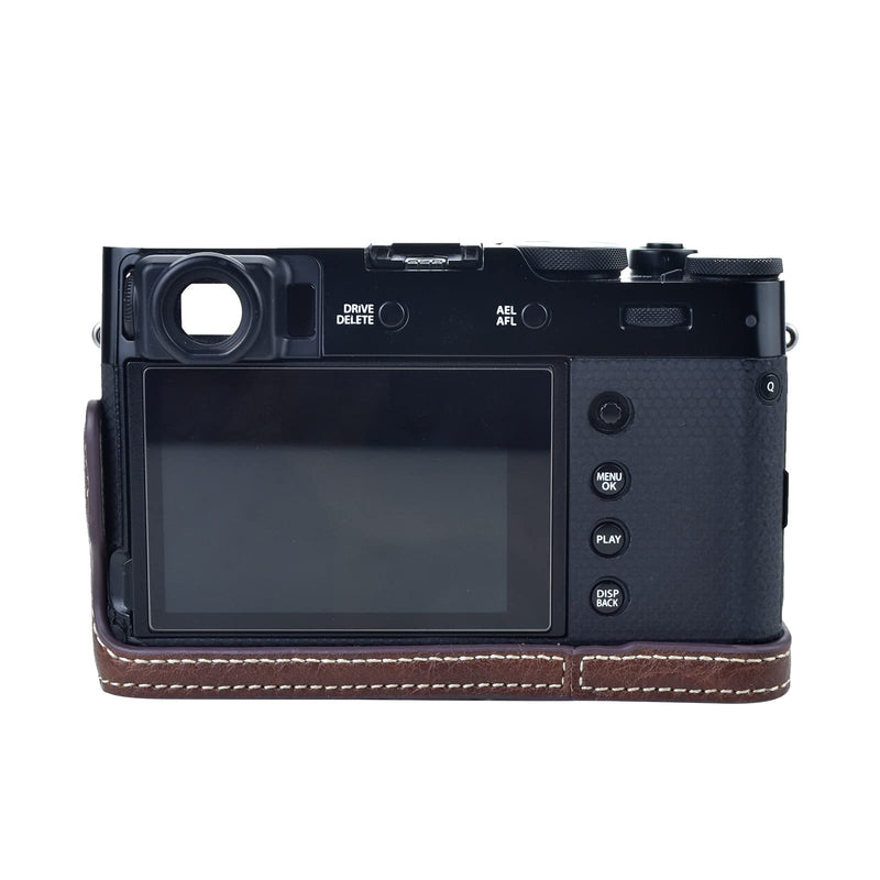 Rieibi X100V Camera Case - Retro Leather Case for Fujifilm X100V Digital Camera - Protective Case with Strap and Grip Case - Brown New Version