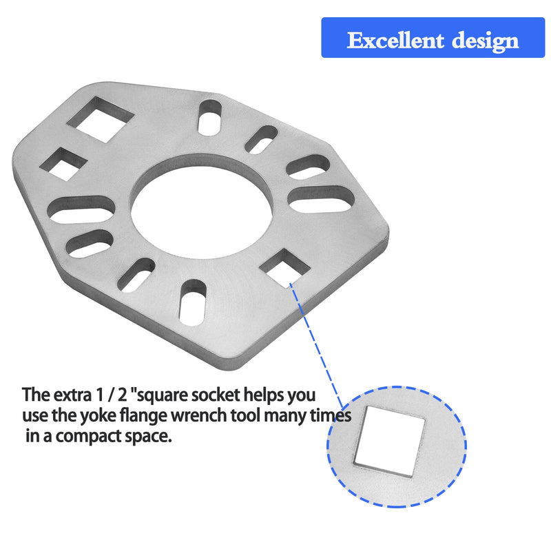 Pinion Holding Tool Holder Yoke Wrench Compatible with Various Style Yokes, Flanges, or Axles Fit for Most Sockets extra 1/2" Hole