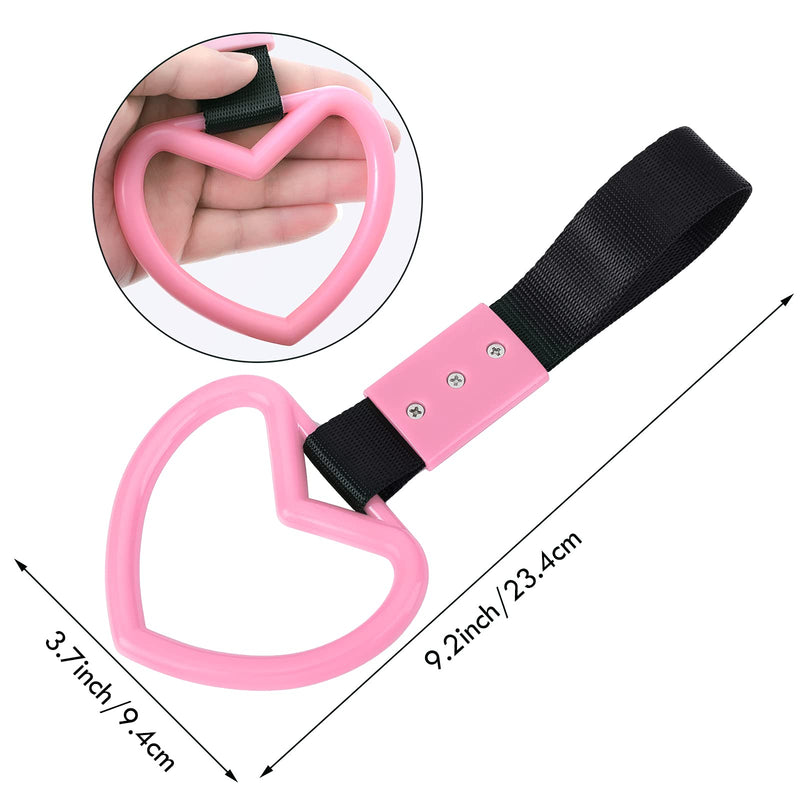 BBTO 2 Pieces Heart shaped Car Handle Straps Drift Charm Rear Bumper Warning Ring Decor Subway Bus Broken Heart Handle for Car Interior(Light Pink) Light Pink