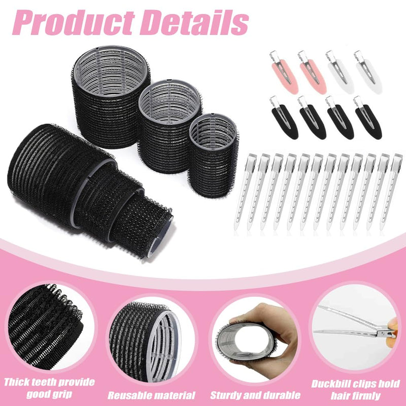 39PCS Hair Curlers Rollers - Self Grip Hair Rollers Set, Hair Tools,Hair Rollers, 18 Rollers 12 Duckbill Clips 8 Bang Clips 1 Comb for Short, Medium, Long Hair for Salon DIY Hairdressing