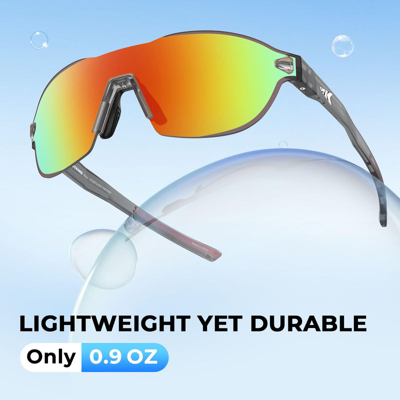 KastKing Nizini Polarized Sports Fishing Sunglasses, With PuriVex Protective Lens Coating, Rimless Wrap Design, Men Women A: Matte Smoke Crystal Frame, Burgundy Mirror